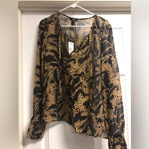 NWT Sheer Leopard Top